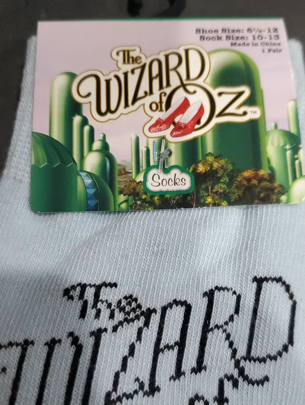 The Wizard of Oz blue red colorblock printed socks brand new
